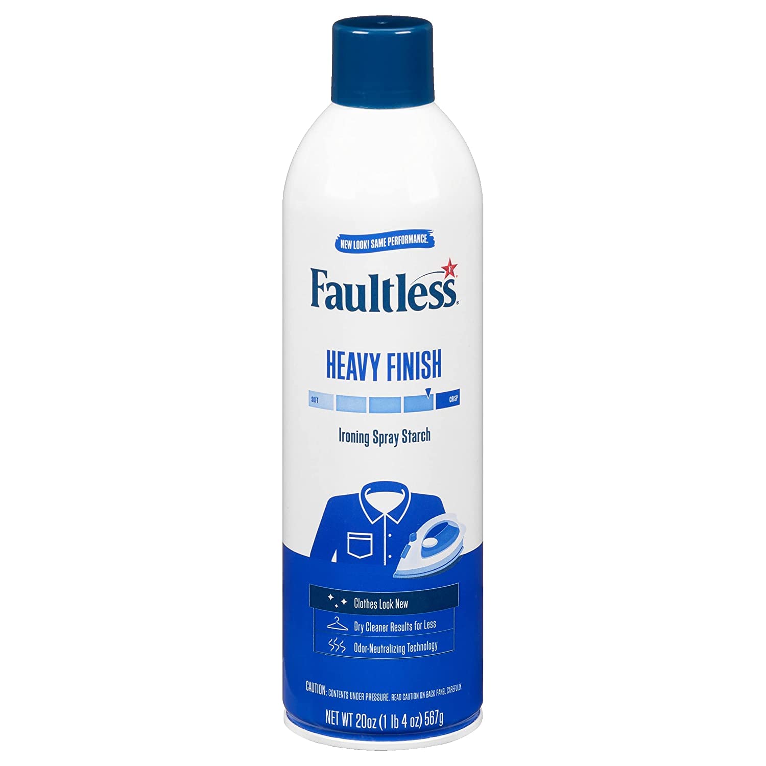 Faultless Heavy Ironing Spray Starch 567g, Gives Stiff and Crisp Finish, Wrinkle-Free, Dry Cleaner Results at Home, Odor-Neutralizing, Easy Iron Aid, Imported from USA